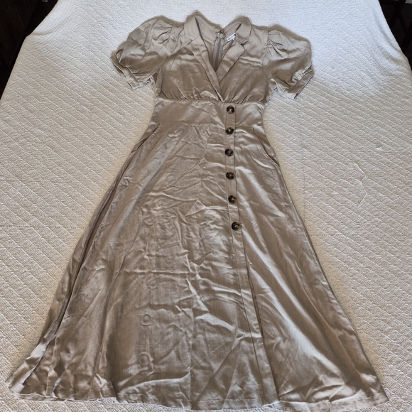 Fashion Nova Cream Button-Accent Midi Dress - Picture 3 of 5